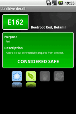 Screenshot of the application E-inspect Food additives - #4