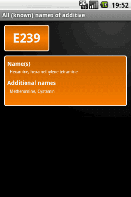 Screenshot of the application E-inspect Food additives - #6