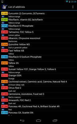 Screenshot of the application E-inspect Food additives - #8