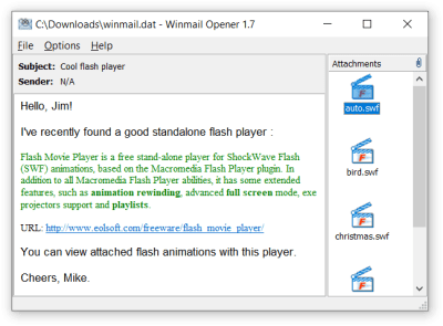 Screenshot of the application Winmail Opener - #1