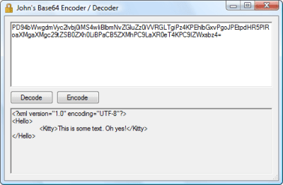 Screenshot of the application John’s Base64 Encoder / Decoder - #1