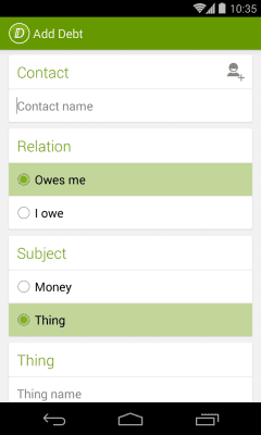 Screenshot of the application Debtors - #9