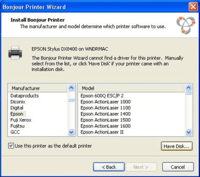 Screenshot of the application Bonjour Print Services for Windows - #2