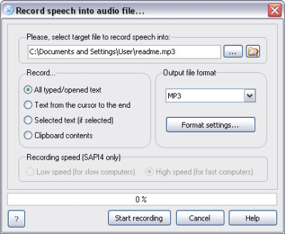 Screenshot of the application Speaking Notepad 5 - #3