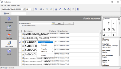 Screenshot of the application Fontonizer - #3