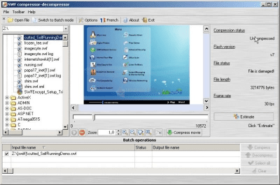 Screenshot of the application SWF Compressor-Decompressor - #1