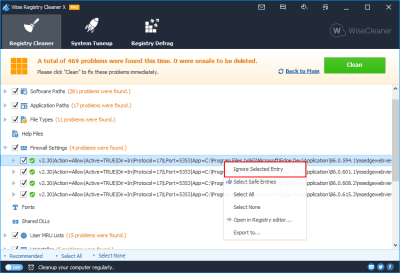 Screenshot of the application Wise Registry Cleaner - #2