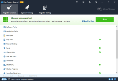 Screenshot of the application Wise Registry Cleaner - #3