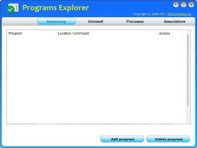 Screenshot of the application Programs Explorer - #1