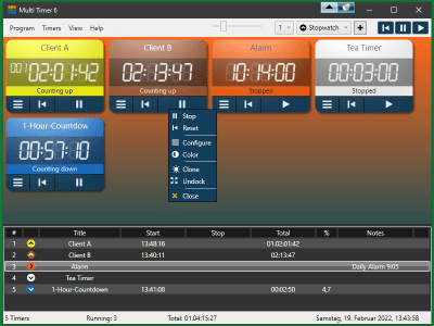 Screenshot of the application Multi Timer - #1