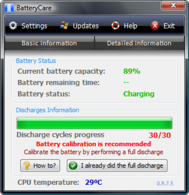 Screenshot of the application BatteryCare - #4