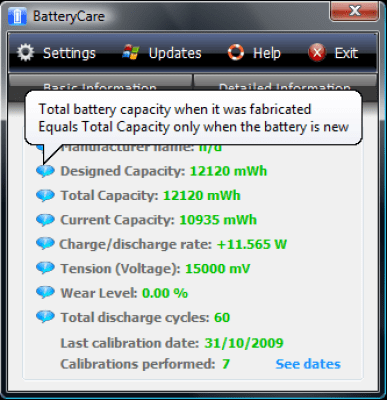 Screenshot of the application BatteryCare - #7