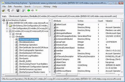 Screenshot of the application Active Directory Explorer - #1