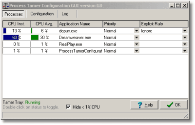 Screenshot of the application Process Tamer - #1