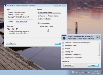 Screenshot of the application Topmost Windows Manager - #2