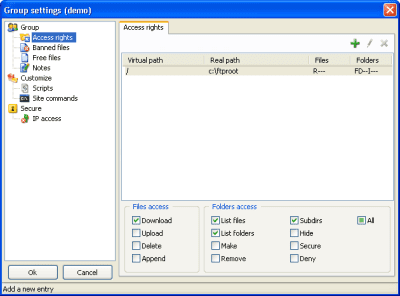 Screenshot of the application Gene6 FTP Server - #6