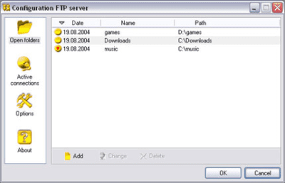 Screenshot of the application Golden FTP server - #1