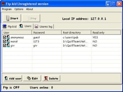 Screenshot of the application Ftp-kid - #1