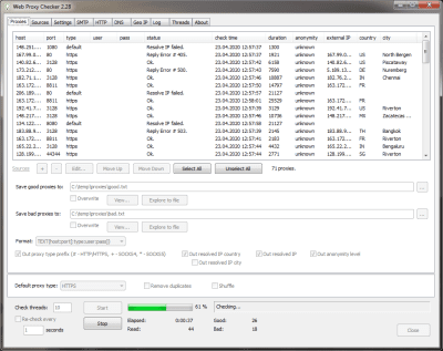 Screenshot of the application Web Proxy Checker - #1