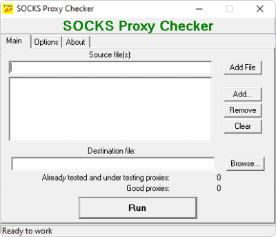 Screenshot of the application SOCKS Proxy Checker - #1