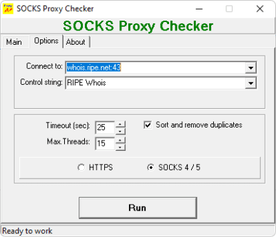 Screenshot of the application SOCKS Proxy Checker - #2