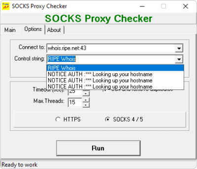 Screenshot of the application SOCKS Proxy Checker - #4