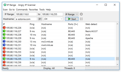 Screenshot of the application Angry IP Scanner - #1