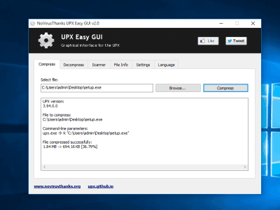 Screenshot of the application UPX Easy GUI - #1