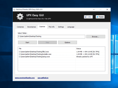 Screenshot of the application UPX Easy GUI - #2
