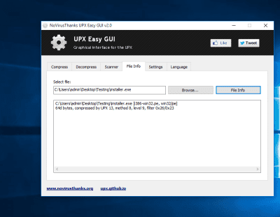 Screenshot of the application UPX Easy GUI - #5