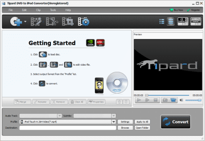 Screenshot of the application Tipard Studio DVD to iPod Converter - #1