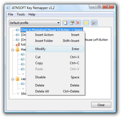 Screenshot of the application ATNSoft Key Remapper - #2