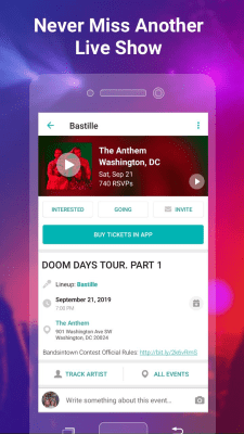 Screenshot of the application Bandsintown Concerts - #3