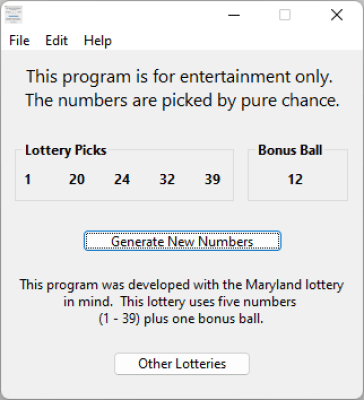 Screenshot of the application Lottery Picks - #2