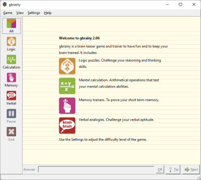 Screenshot of the application GBrainy - #1