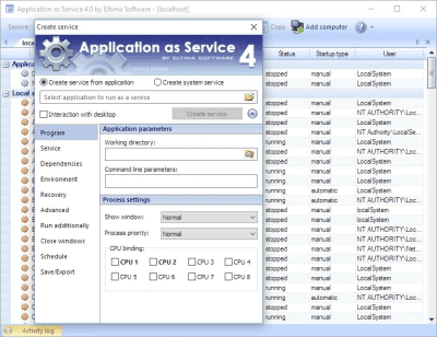 Screenshot of the application Application as Service - #1