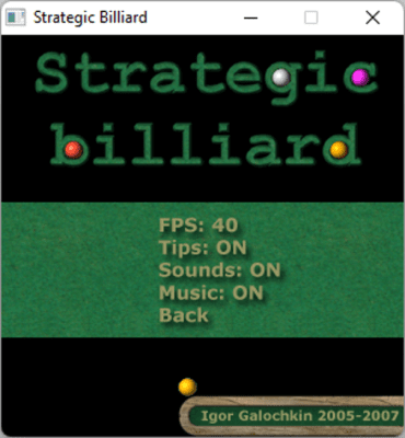 Screenshot of the application Strategic Billiard - #2