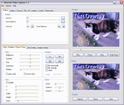 Screenshot of the application Altarsoft Video Capture - #1