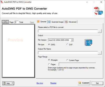 Screenshot of the application PDF to DXF Converter 2012 - #1