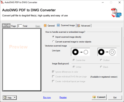 Screenshot of the application PDF to DXF Converter 2012 - #2