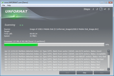 Screenshot of the application UNFORMAT - #4