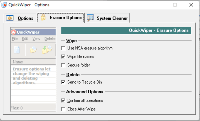 Screenshot of the application QuickWiper - #3