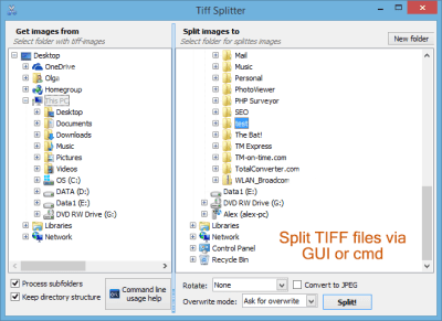 Screenshot of the application Tiff Splitter - #1
