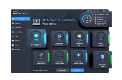 Screenshot of the application Ashampoo WinOptimizer - #3