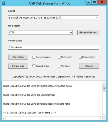 Screenshot of the application USB Disk Storage Format Tool - #3