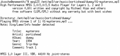 Screenshot of the application mpg123 - #1
