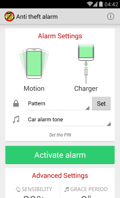 Screenshot of the application Anti Theft Alarm - #2
