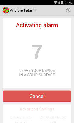Screenshot of the application Anti Theft Alarm - #3