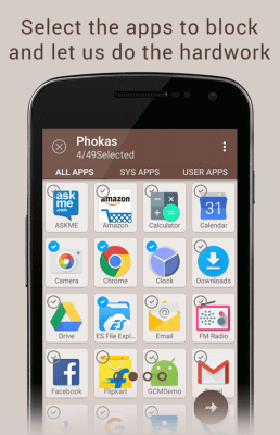 Screenshot of the application Phokas Self Control App - #2