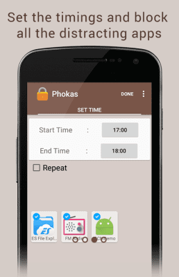 Screenshot of the application Phokas Self Control App - #3